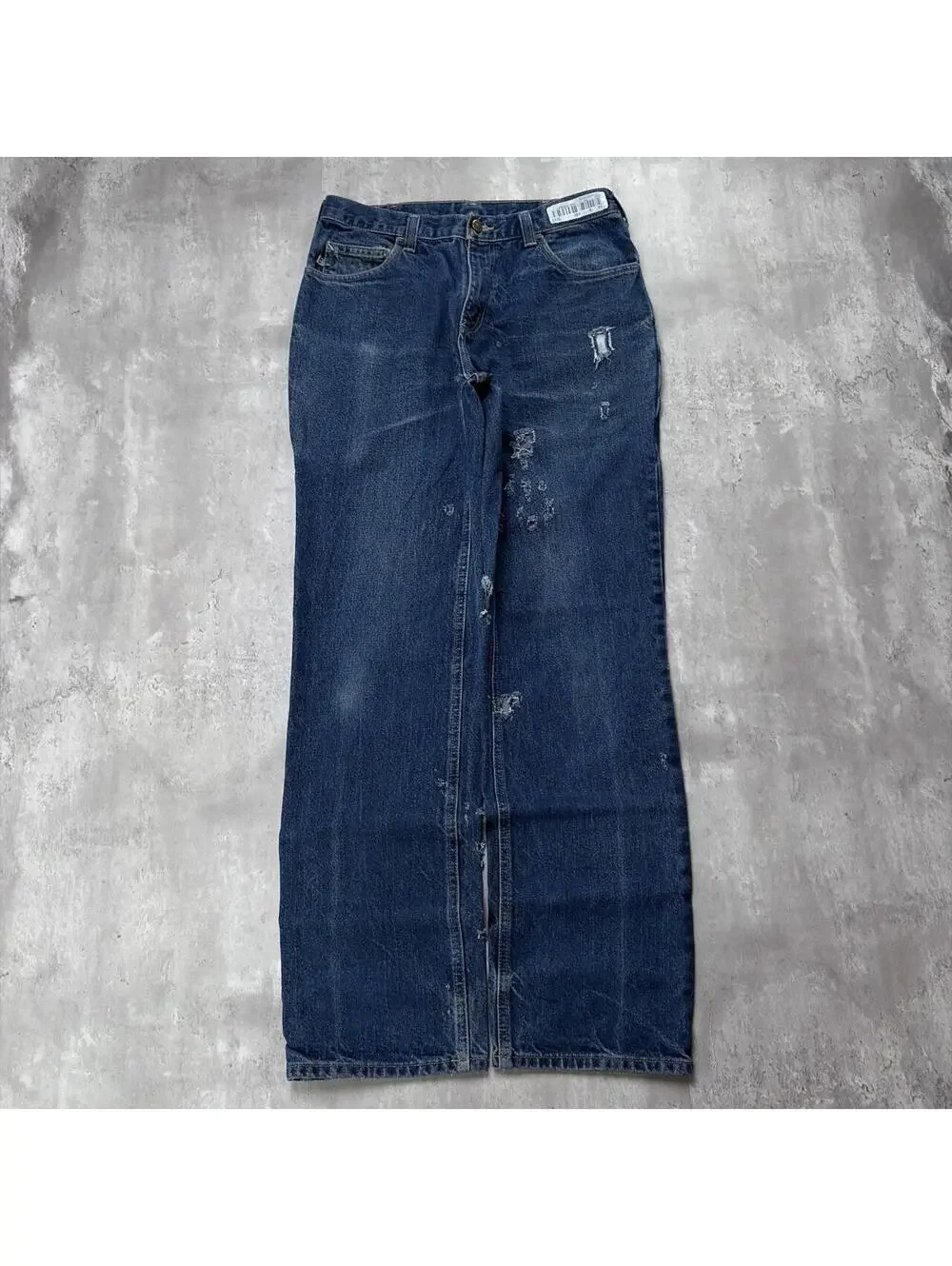 Vintage Dark Wash Carhartt Grunge Distressed Baggy Skater Denim Jeans